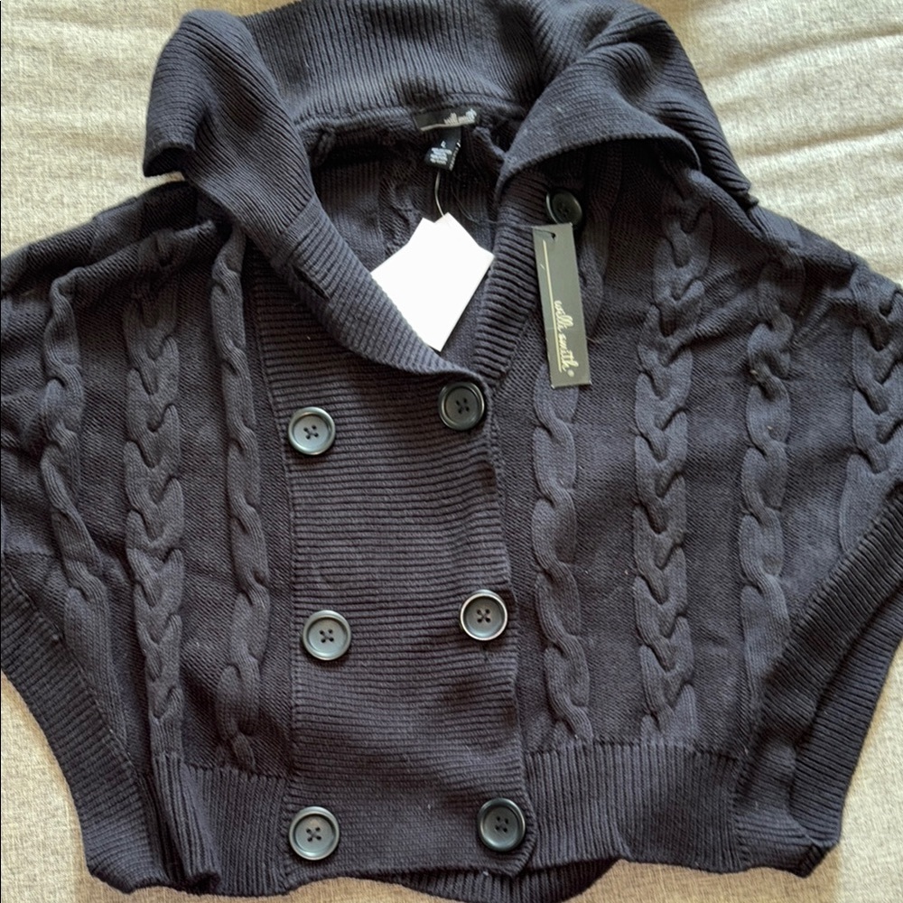 Willi Smith Black Cable Knit Shrug Sweater